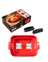 Peugeot:  Appolia Duo van Rechthoekige Rode Keramische Ovenschalen, 25 cm en 32 cm