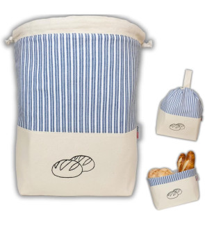 Slowroom: Sac à pain coton 3 en 1 ligné bleu