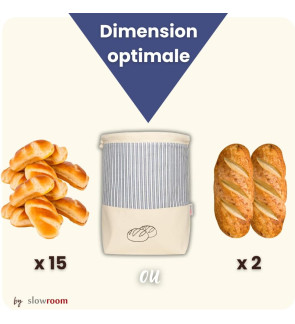 Slowroom: Sac à pain coton 3 en 1 ligné bleu