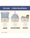 Slowroom: Sac à pain coton 3 en 1 ligné bleu