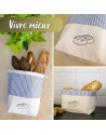 Slowroom: Sac à pain coton 3 en 1 ligné bleu