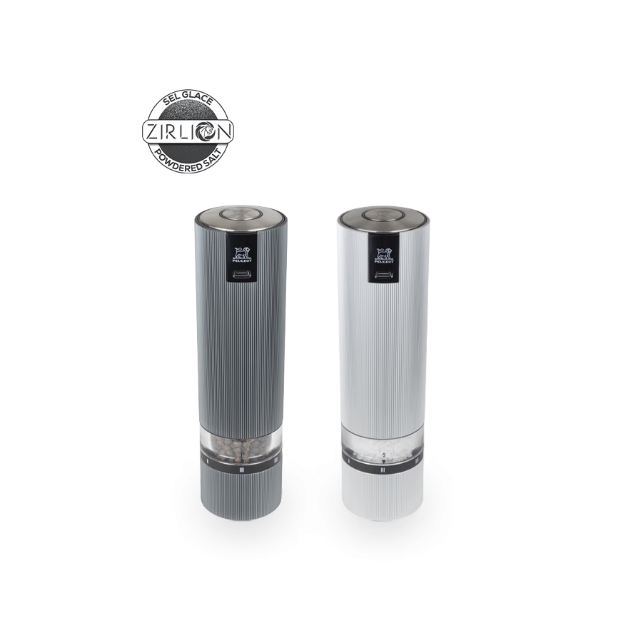 Peugeot:    Line Sense Elektrische Oplaadbare Zout- en Pepermolen Set, Carbon en Aluminium, 20 cm