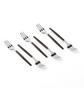 Sambonet Rosenthal:  SIRO zwarte set van 6 taartvorkjes, 13,5 cm
