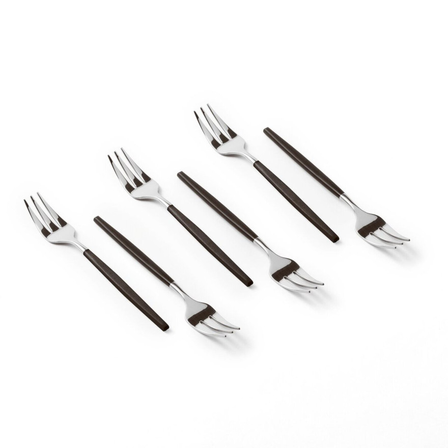 Sambonet Rosenthal:  SIRO zwarte set van 6 taartvorkjes, 13,5 cm