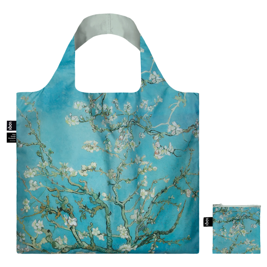 Loqi: Boodschappentas versierd met Van Goghs schilderij "amandelbloesems"
