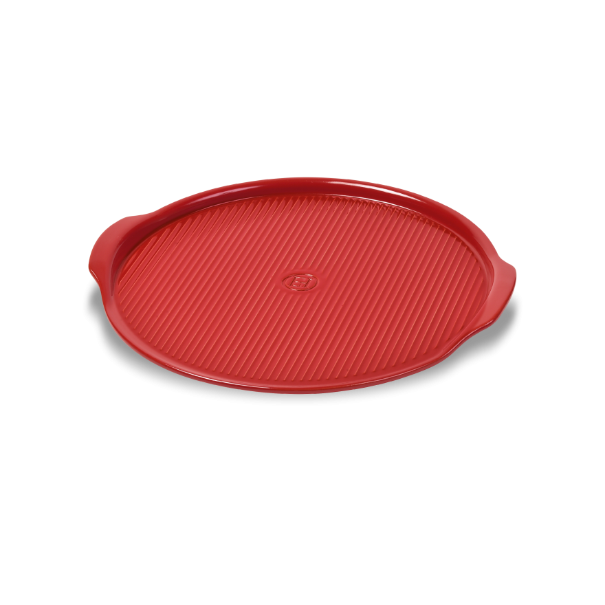 Emile Henry: Pierre à pizza rainurée rouge 36 cm Emile Henry: Pierre à pizza rainurée rouge 36 cm