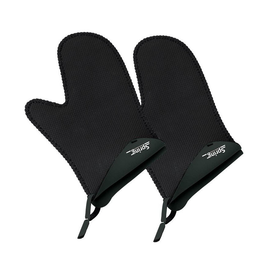 Spring Swiss Design: Paire de gants pour le four noirs intérieur gris