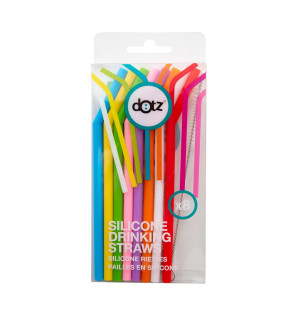 Dotz: Set de 8 pailles courbées en silicone multicolores