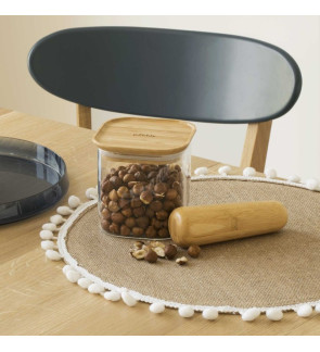 Pebbly:  Boîte hermétique carrée en verre et bambou 0,8 L