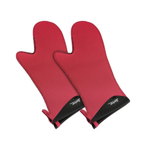 Spring Swiss Design: Paire de gants pour le four longs rouge intérieur noir