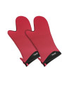 Spring Swiss Design: Paire de gants pour le four longs rouge intérieur noir