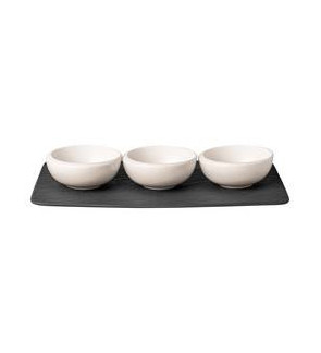 Villeroy &Boch: Nieuwe Maan Set van 3 Dip Cups & Tray