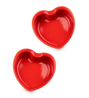 Peugeot:  For you 2 ramequins en céramique coeur rouge 13,5 cm