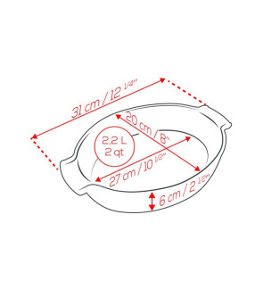 Peugeot: Appolia Plat four céramique ovale rouge 31 cm