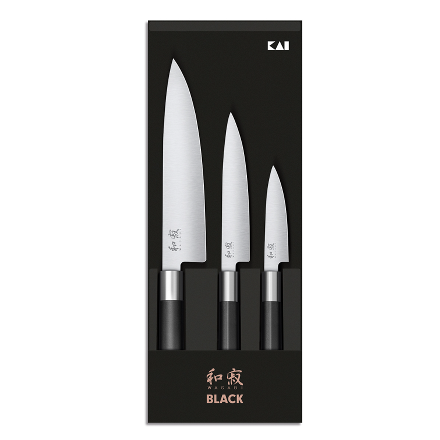 KAI: Set de 3 couteaux Wasabi Black