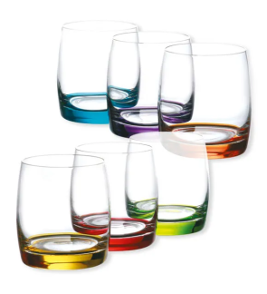 Bruno Evrard: Corfou set de 6 Gobelet à fond coloré 29 cl