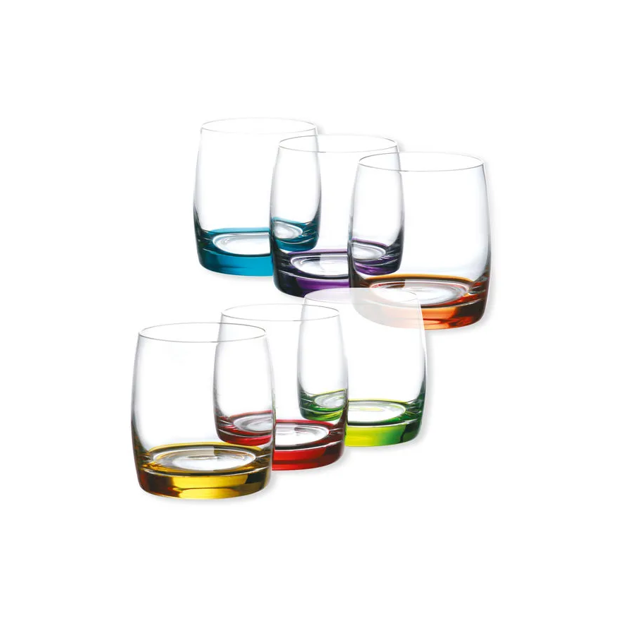 Bruno Evrard: Corfou set van 6 glazen met gekleurde achtergrond multi 29 cl.