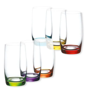 Bruno Evrard: Corfou set de 6 Gobelet à fond coloré 38 cl