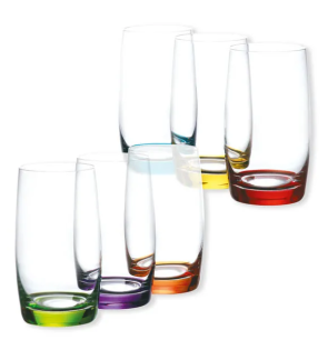 Bruno Evrard: Corfou set van 6 glazen met gekleurde achtergrond multi 38 cl