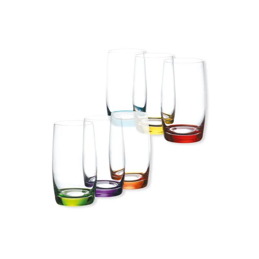 Bruno Evrard: Corfou set de 6 Gobelet à fond coloré 38 cl