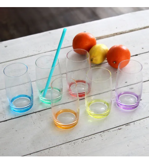 Bruno Evrard: Corfou set de 6 Gobelet à fond coloré 38 cl