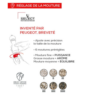 Peugeot:  Parisrama U'select handmatige zoutmolen in lichte grijsgelakt hout 18 cm