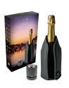 Peugeot: Bubbles grijs Frizz koeler set & Line carbon champagne stopper