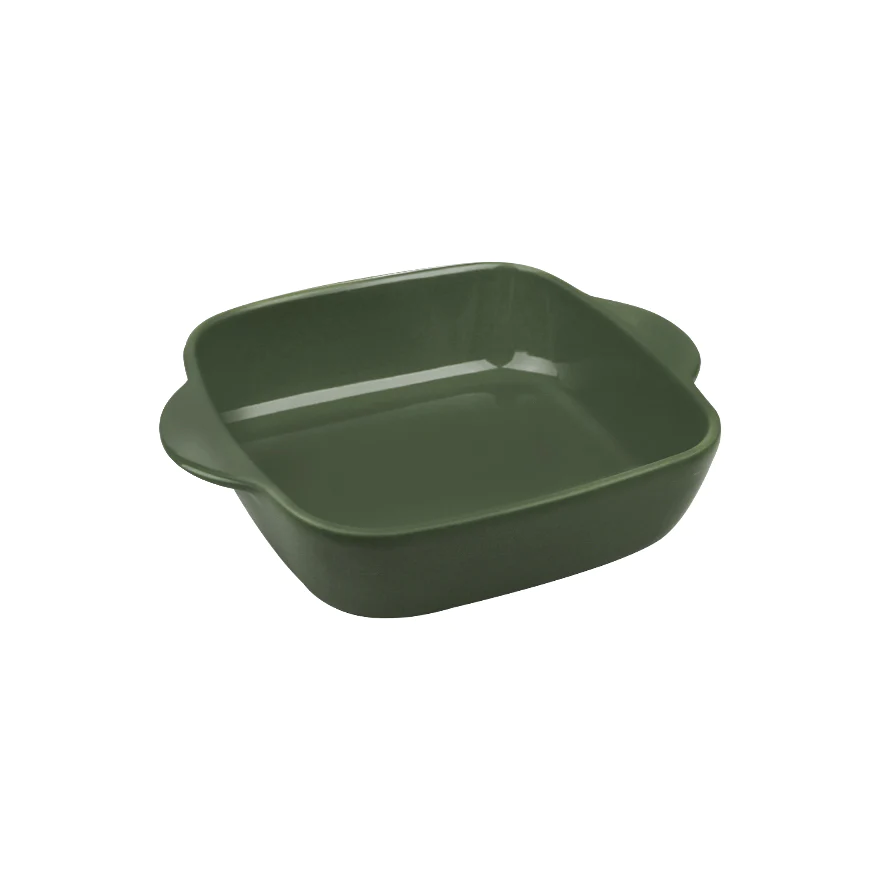 Menastyl: Groen vierkant steengoed ovenschaal 24 cm