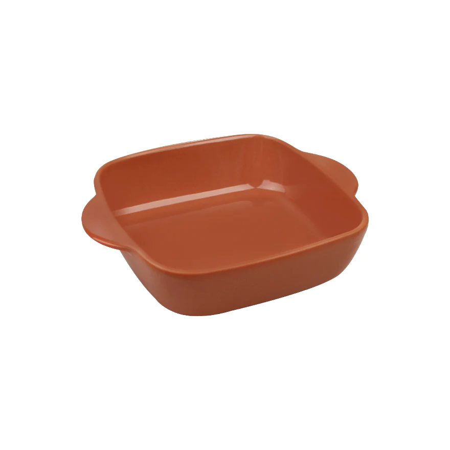 Menastyl: Terracotta vierkant steengoed ovenschaal 24 cm