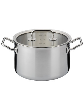 Spring Swiss Design: Brigade Basic 20 cm hoge steelpan met glazen deksel