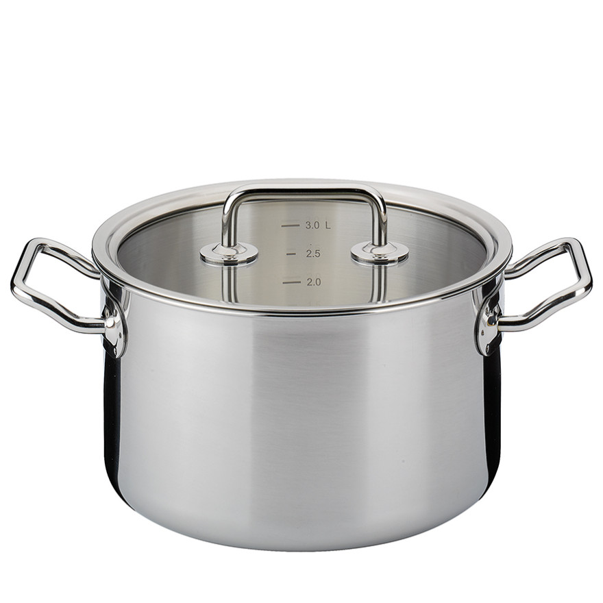 Spring Swiss Design: Brigade Basic 20 cm hoge steelpan met glazen deksel