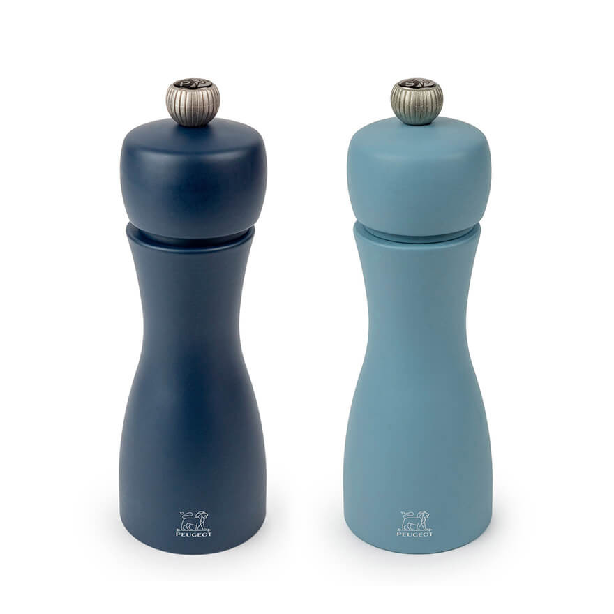 Peugeot:    Tahiti Duo Donkerblauw & Hemelsblauw Peper- en zoutmolens 15 cm (2 stuks)