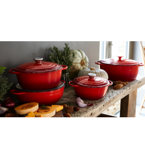 Baumalu: Cocotte basse en fonte tradition rouge 20 cm
