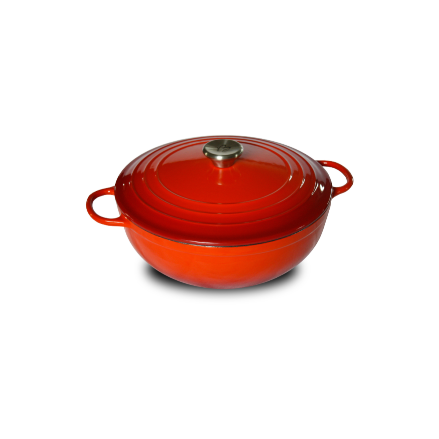 Baumalu: Ronde gietijzeren braadpan traditioneel, rood, 24 cm