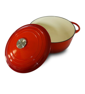 Baumalu: Ronde gietijzeren braadpan traditioneel, rood, 24 cm