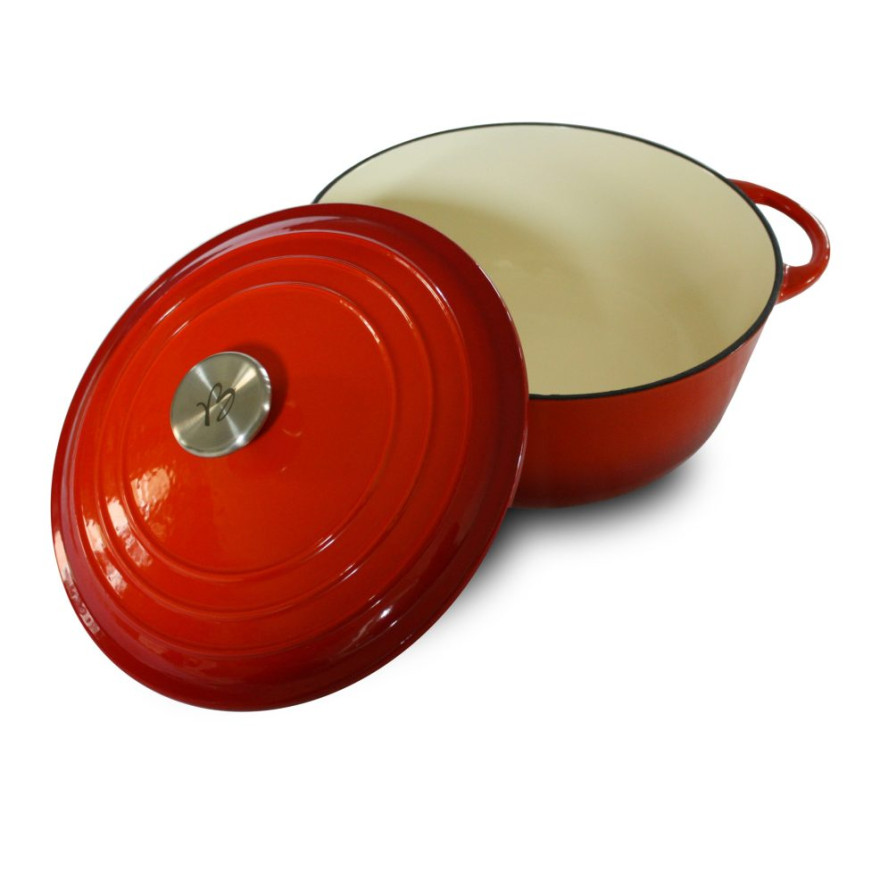 Baumalu: Cocotte basse en fonte tradition rouge 26 cm