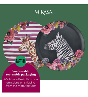 Mikasa: Wild heart plateau rond imprimé zèbre 36cm