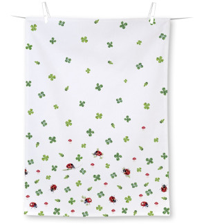 Ihr: Torchon/Essuie de cuisine Trèfles & coccinelles 50x70cm