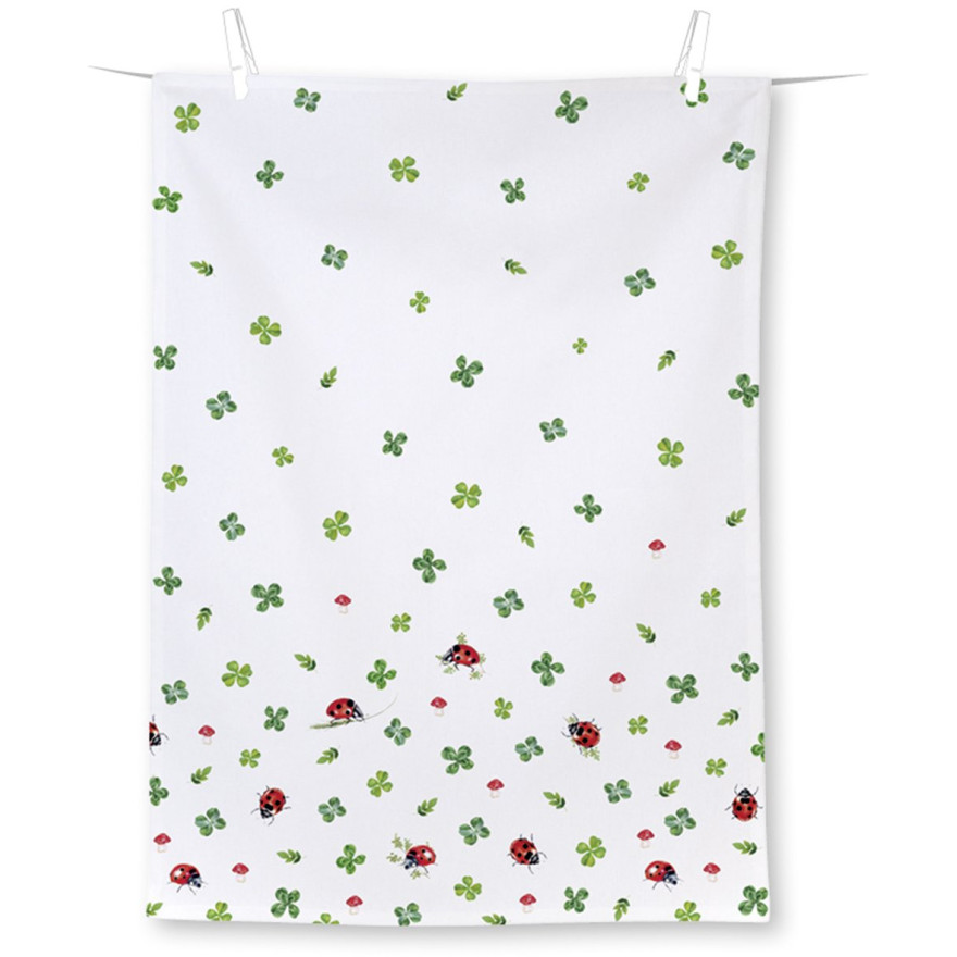 Ihr: Torchon/Essuie de cuisine Trèfles & coccinelles 50x70cm