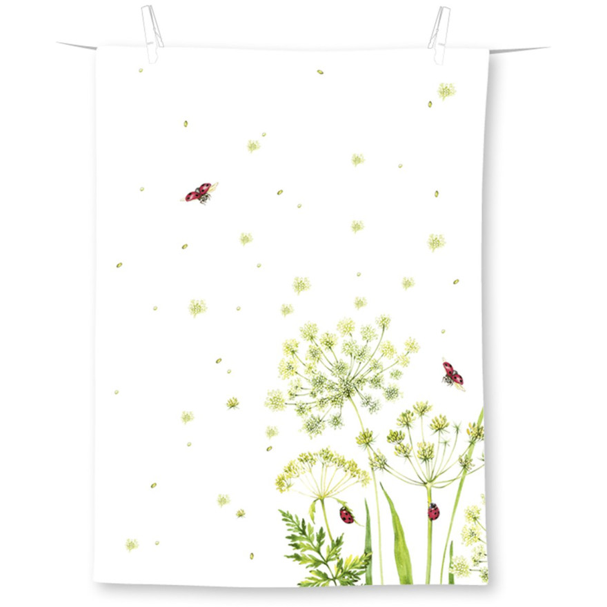 IHR: Bloemen & Lieveheersbeestje Keukenhanddoek 50x70cm