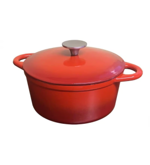 Baumalu: Cocotte en fonte émaillée ronde rouge 20 cm